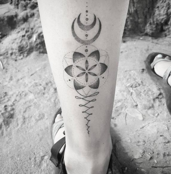 Moon Tattoo On Leg 3