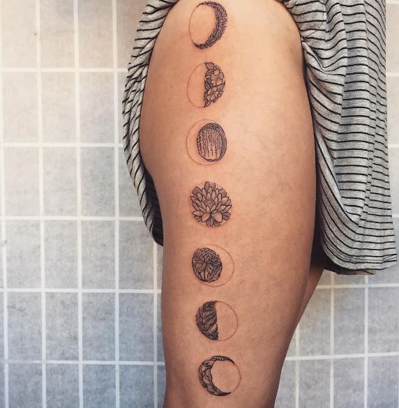 Moon Tattoo On Leg