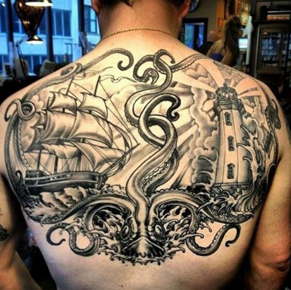 Nautical Tattoos Design Full Back Side