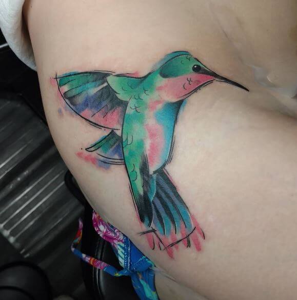 Nice Hummingbird Tattoos On Shoulder