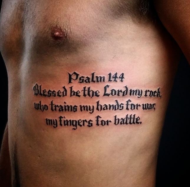 Psalm 144 Bible Quote Tattoo Design
