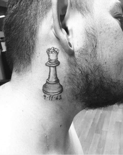 Queen Chess Tattoos Design Behind On Ear