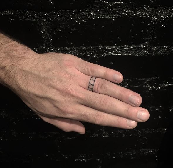 Roman Numerical Number Wedding Ring Tattoos Design