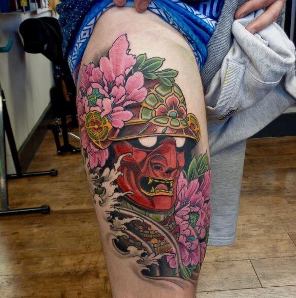 Samurai Tattoo On Leg 2