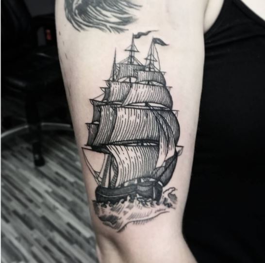 Ship Nautical Tattoos Design On Hands