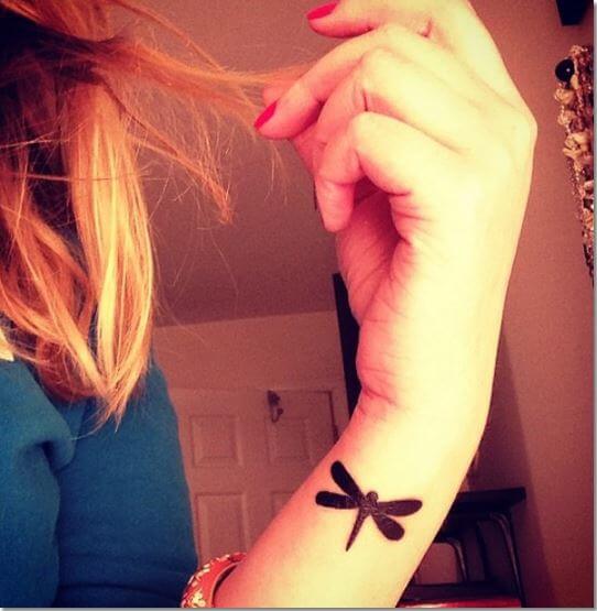 Simple Small Dragonfly Tattoo On Wrist