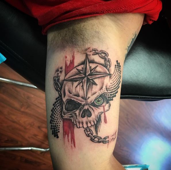 Skull Nautical Tattoos Design For Men