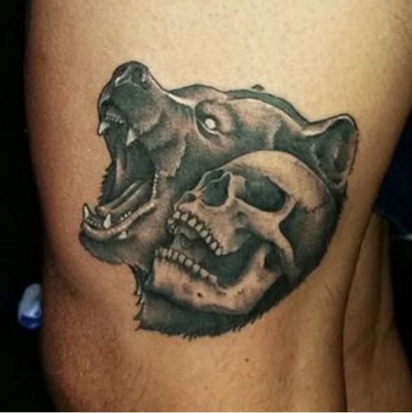 Skull And Bear Tattoos Design For Men