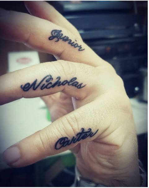 Small Name Tattoo Design On Finger