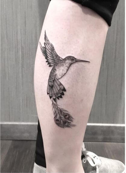 Sweet Hummingbird Tattoos Design On Legs