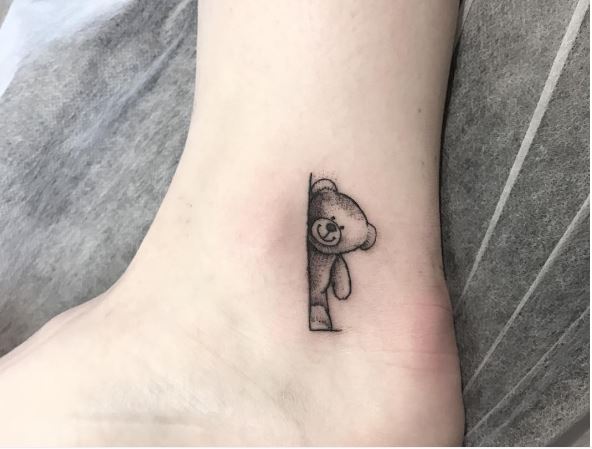 Teddy Bear Tattoos Design On Ankle