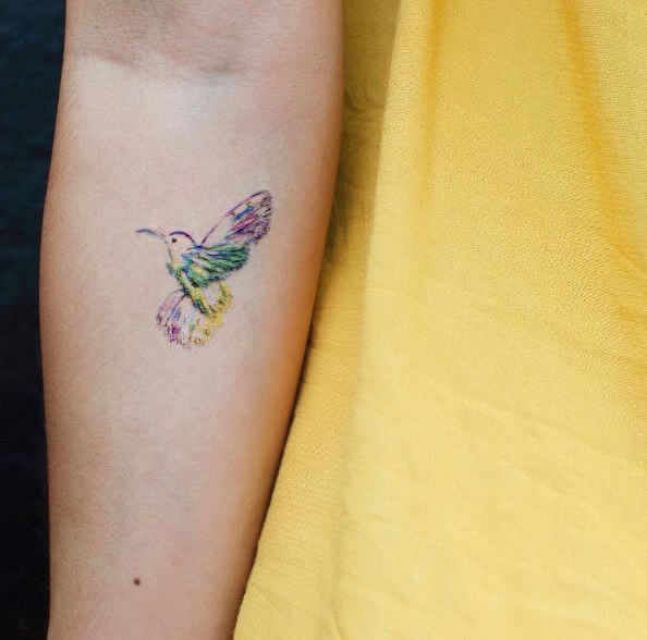 Tiny Hummingbird Tattoos Design On Arms