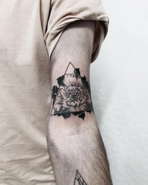 Triangle Tattoos With Flower