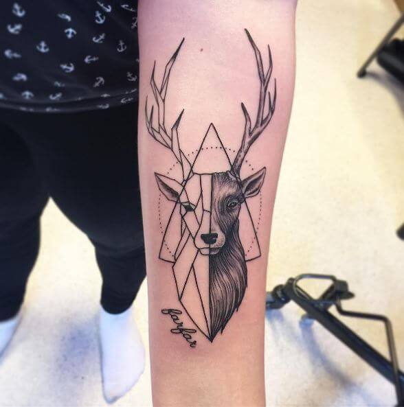 Triangle And Deer Tattoos Design