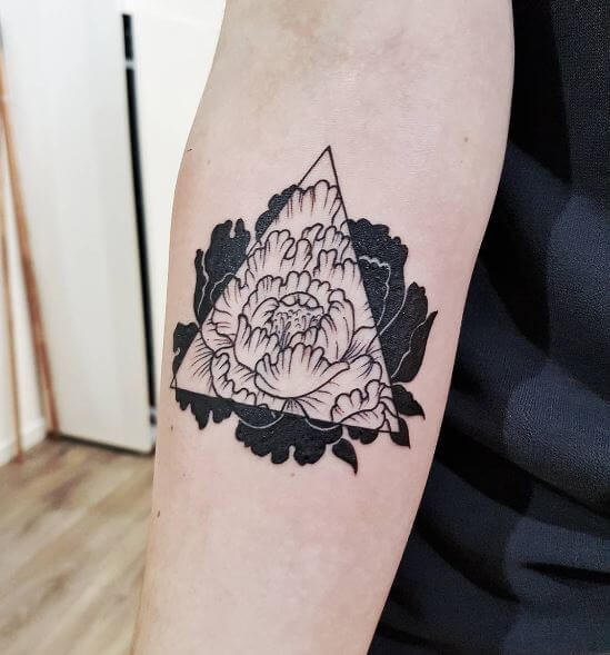 Triangle And Flower Tattoos Design