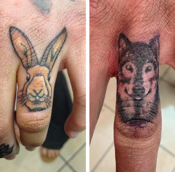 Wolf Wedding Ring Tattoos Design