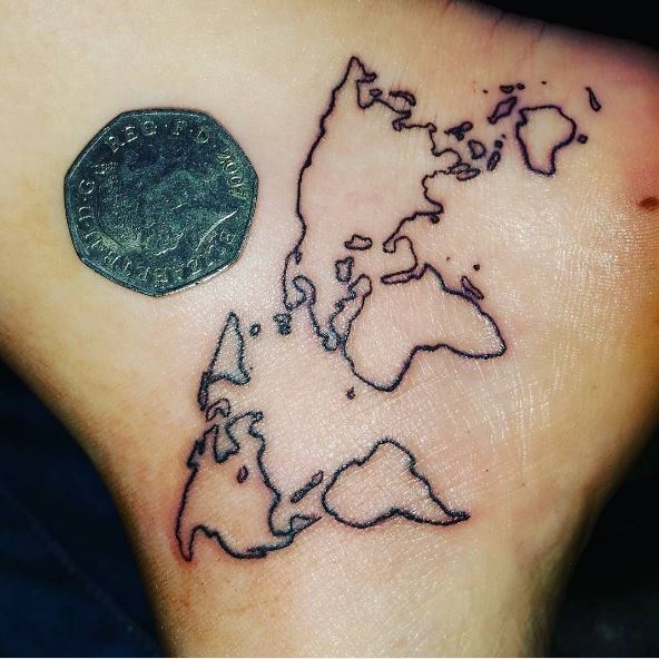 World Map Ankle Tattoos Design And Ideas
