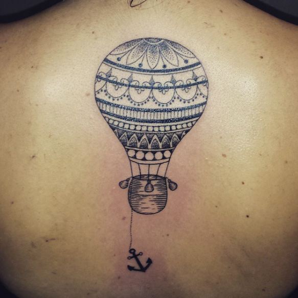 Air Balloon Tattoos On Back For Girls