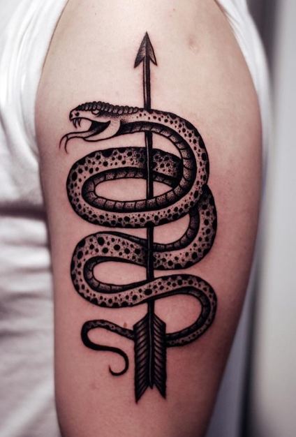 Arrow With Snake Half Sleeve Tattoos