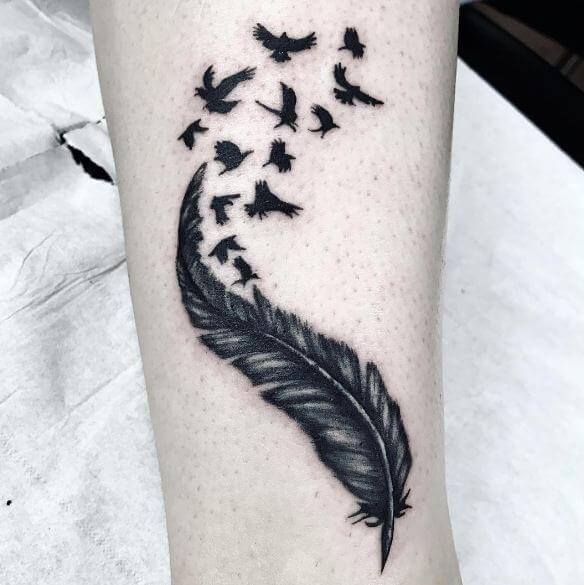 Black And Grey Crow Tattoos