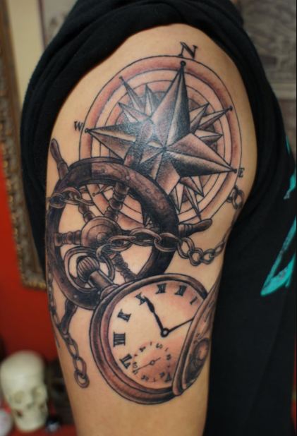 Compass Half Sleeve Tattoos