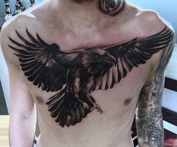 Crow Tattoos On Chest