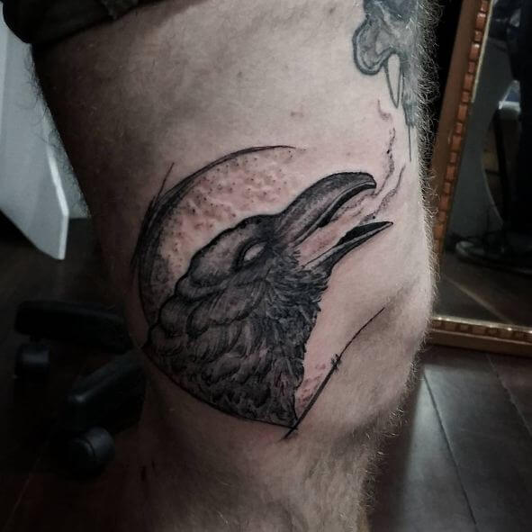 Crow Tattoos On Knee