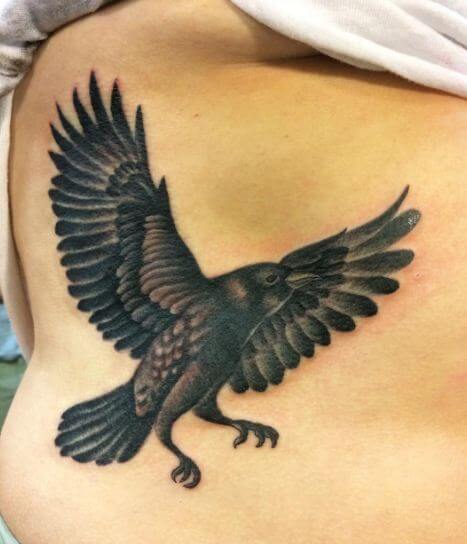 Crow Tattoos On Rib