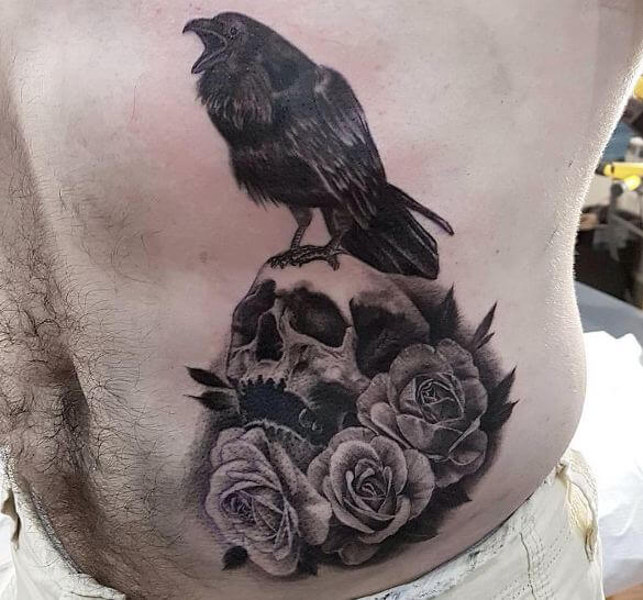 Crow Tattoos On Stomach