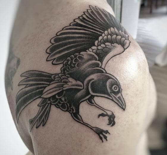 Crow Tattoos On Upper Shoulder