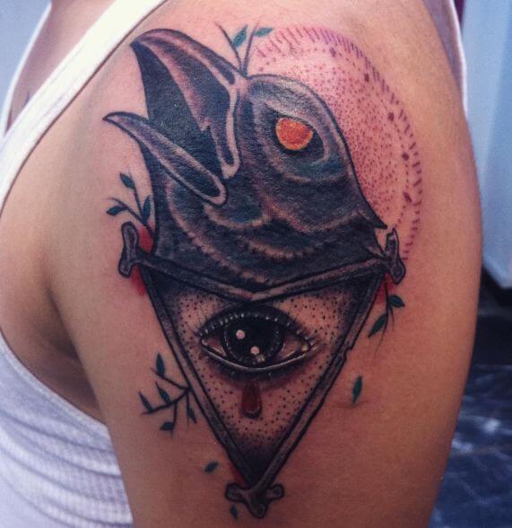 Crow With Eye Tattoos