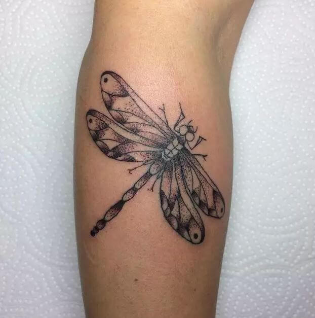 Dragonfly Tattoos On Calf