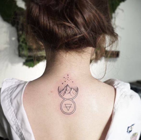 Geometric Tattoos For Girls On Neck Back