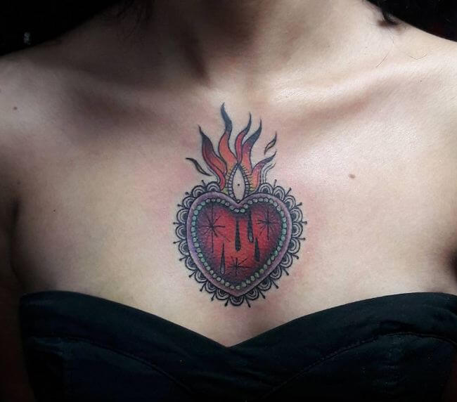 Heart On Fire Tattoos