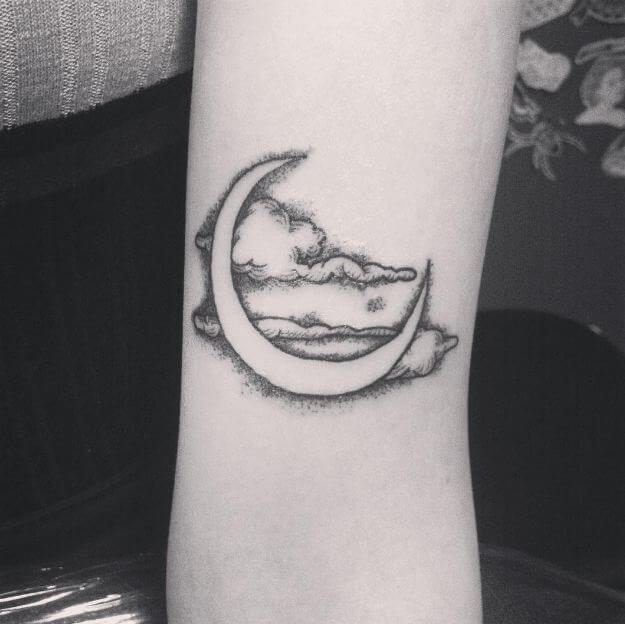 Moon And Clouds Tattoo