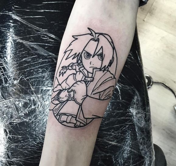 Outline Anime Tattoos On Sleeve