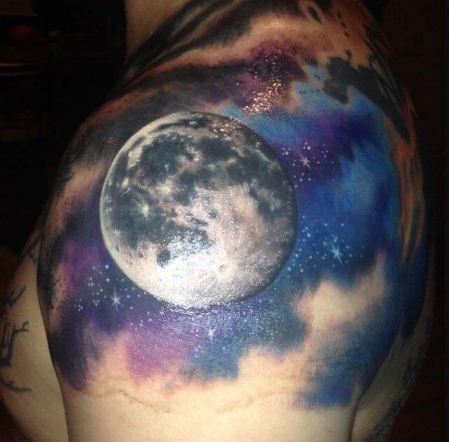 Realistic Moon Tattoo
