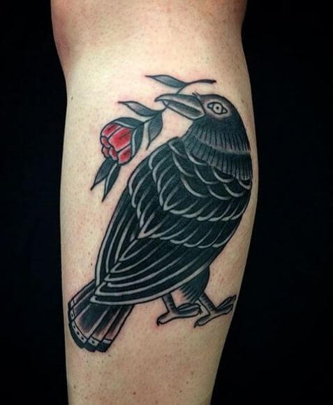 Rose And Crow Tattoos