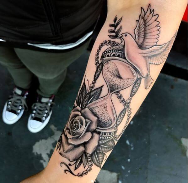 Rose And Dove Tattoo