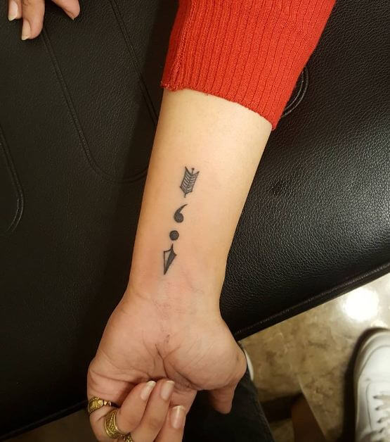 Semicolon Arrow Tattoo