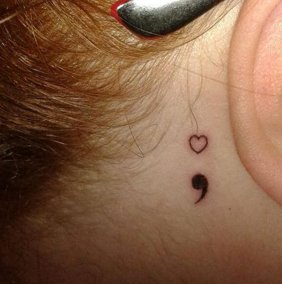 Semicolon Heart Tattoos