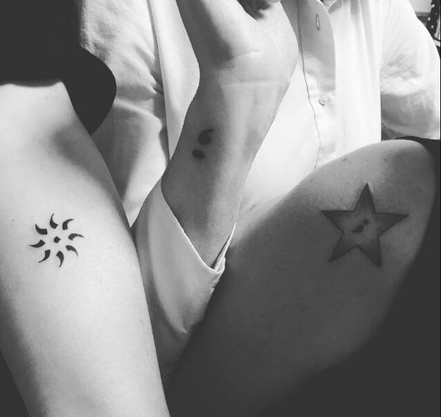 Semicolon Sun Tattoo