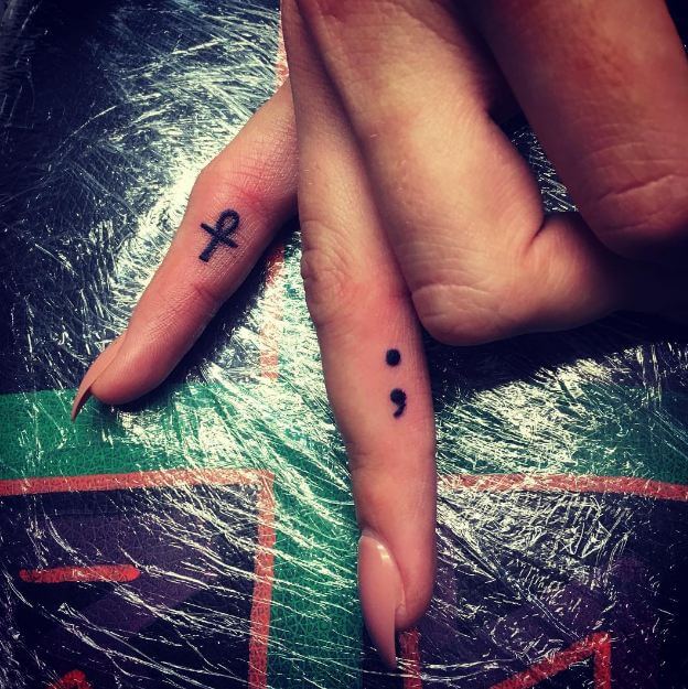 Semicolon Tattoo Finger