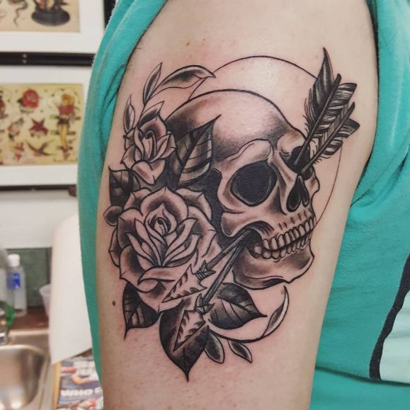 Skull With Arrow Tattoos