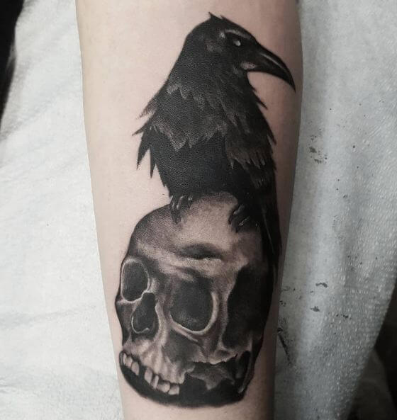 Skull With Crow Tattoos
