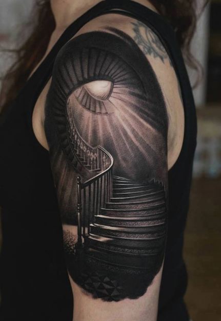 Stairs Half Sleeve Tattoos Designs