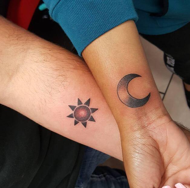 Sun And Moon Matching Tattoo