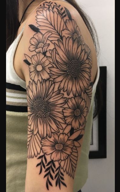 Sun Flowers Half Sleeve Tattoos