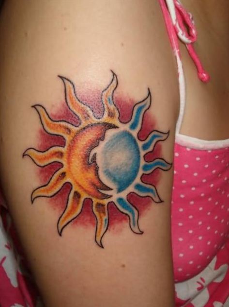 Sun Moon Half Sleeve Tattoos