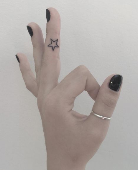Tiny Star Tattoos On Finger For Girls